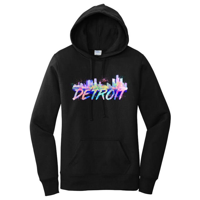 Detroit Skyline Paint Women's Pullover Hoodie