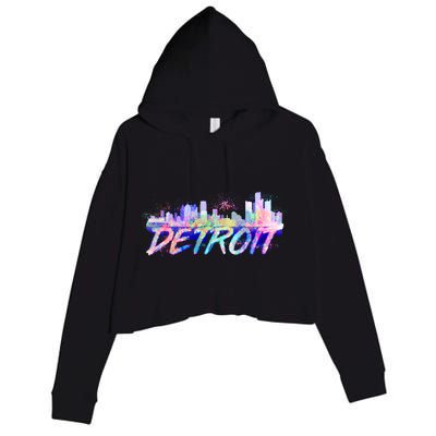 Detroit Skyline Paint Crop Fleece Hoodie