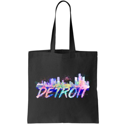 Detroit Skyline Paint Tote Bag