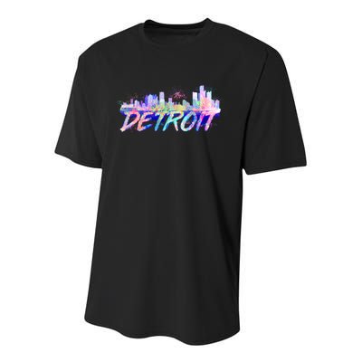 Detroit Skyline Paint Youth Performance Sprint T-Shirt