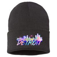 Detroit Skyline Paint Sustainable Knit Beanie