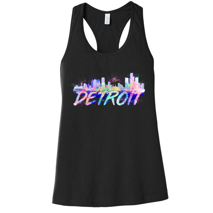 Detroit Skyline Paint Women's Racerback Tank