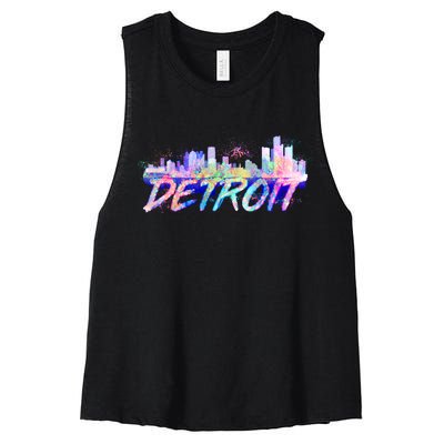 Detroit Skyline Paint Women's Racerback Cropped Tank