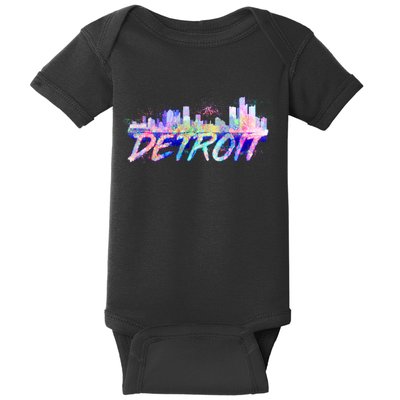 Detroit Skyline Paint Baby Bodysuit