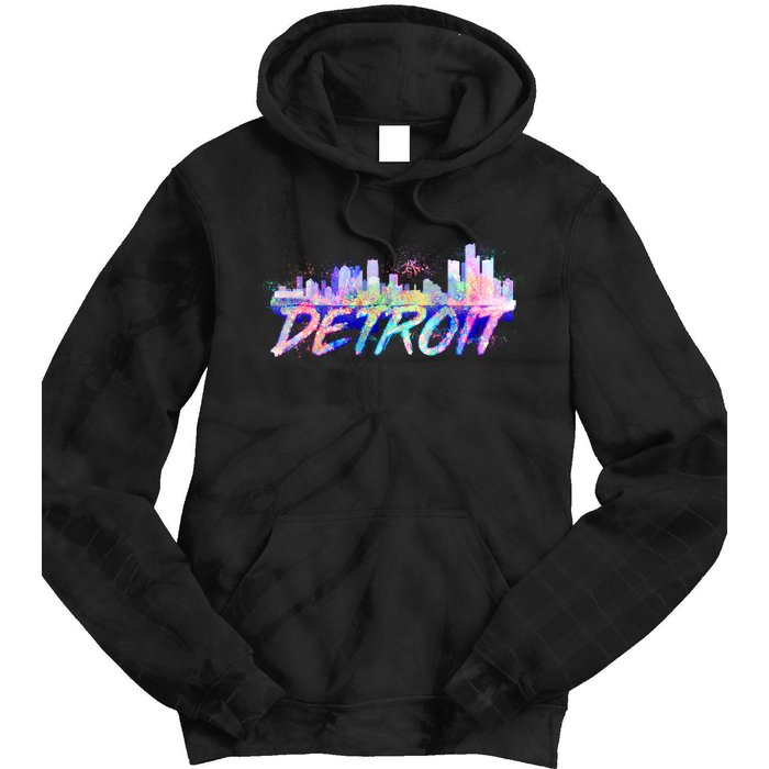 Detroit Skyline Paint Tie Dye Hoodie