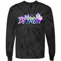 Detroit Skyline Paint Tie-Dye Long Sleeve Shirt