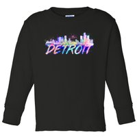 Detroit Skyline Paint Toddler Long Sleeve Shirt