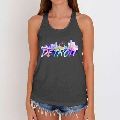 Detroit Skyline Paint Women's Knotted Racerback Tank