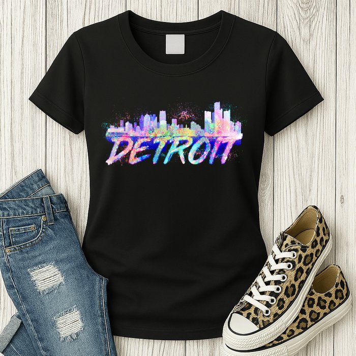 Detroit Skyline Paint Womens T-Shirt