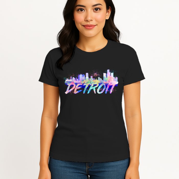 Detroit Skyline Paint Womens T-Shirt