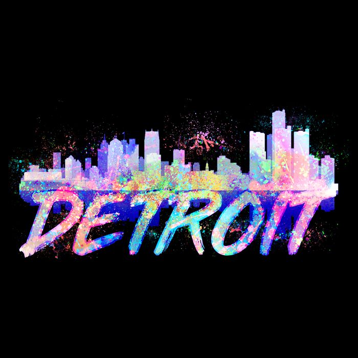 Detroit Skyline Paint Womens T-Shirt