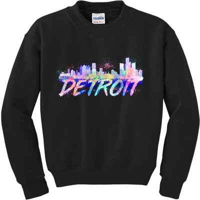 Detroit Skyline Paint Kids Sweatshirt