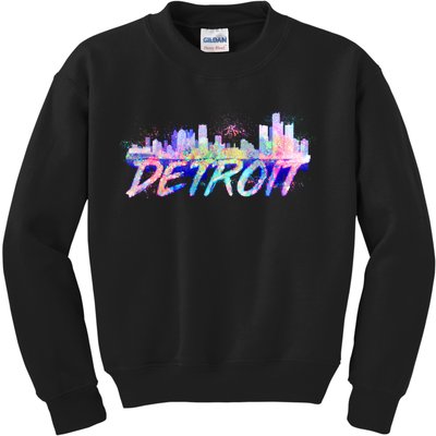 Detroit Skyline Paint Kids Sweatshirt