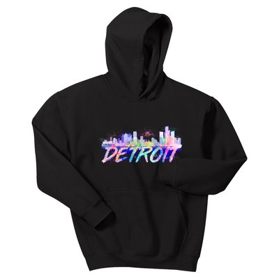 Detroit Skyline Paint Kids Hoodie