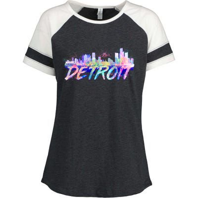 Detroit Skyline Paint Enza Ladies Jersey Colorblock Tee