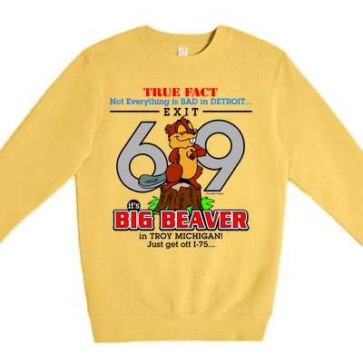 Detroit True Fact Big Beaver Exit 69 Premium Crewneck Sweatshirt