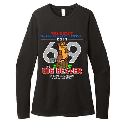 Detroit True Fact Big Beaver Exit 69 Womens CVC Long Sleeve Shirt