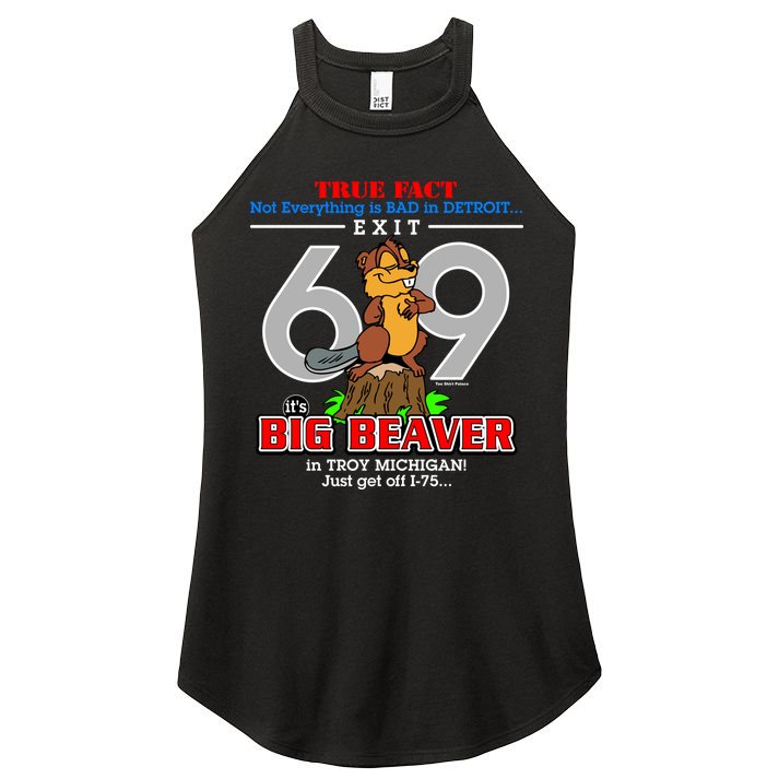 Detroit True Fact Big Beaver Exit 69 Women's Perfect Tri Rocker Tank