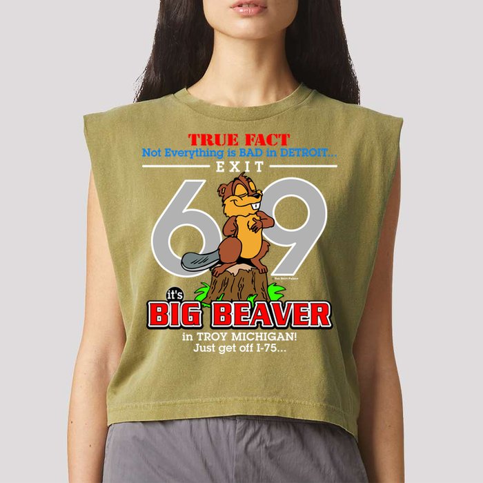Detroit True Fact Big Beaver Exit 69 Garment-Dyed Women's Muscle Tee