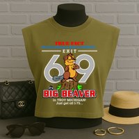 Detroit True Fact Big Beaver Exit 69 Garment-Dyed Women's Muscle Tee