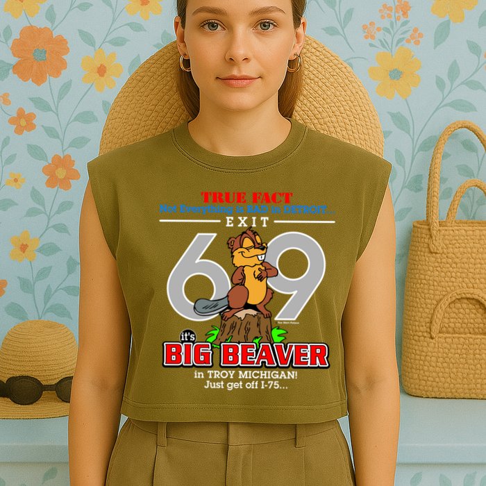 Detroit True Fact Big Beaver Exit 69 Garment-Dyed Women's Muscle Tee