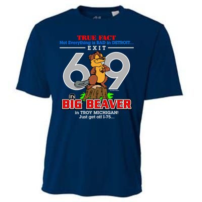 Detroit True Fact Big Beaver Exit 69 Cooling Performance Crew T-Shirt