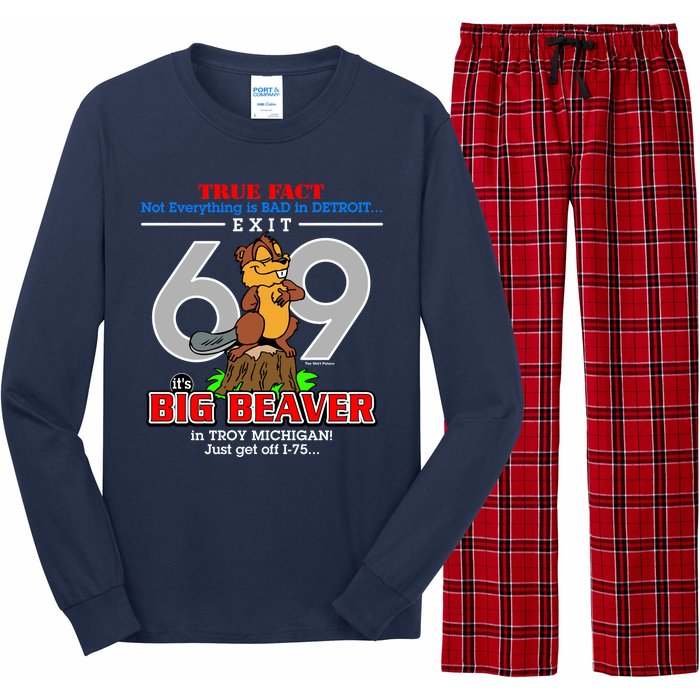 Detroit True Fact Big Beaver Exit 69 Long Sleeve Pajama Set