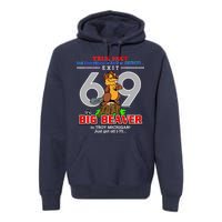 Detroit True Fact Big Beaver Exit 69 Premium Hoodie