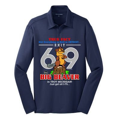 Detroit True Fact Big Beaver Exit 69 Silk Touch Performance Long Sleeve Polo