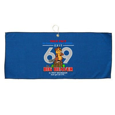 Detroit True Fact Big Beaver Exit 69 Large Microfiber Waffle Golf Towel