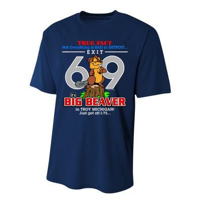 Detroit True Fact Big Beaver Exit 69 Performance Sprint T-Shirt