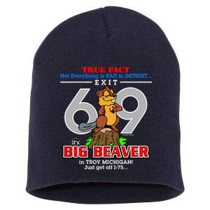 Detroit True Fact Big Beaver Exit 69 Short Acrylic Beanie