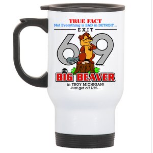 Detroit True Fact Big Beaver Exit 69 Stainless Steel Travel Mug