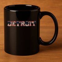Detroit USA FLAG Grunge 11oz C Handle Ceramic Mug