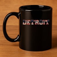 Detroit USA FLAG Grunge 11oz C Handle Ceramic Mug