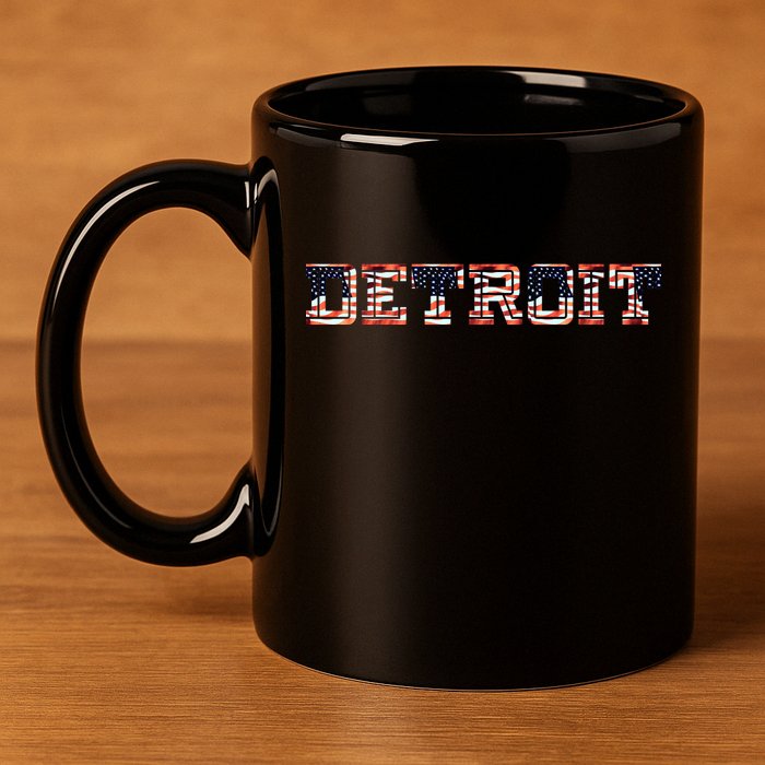 Detroit USA FLAG Grunge 11oz C Handle Ceramic Mug