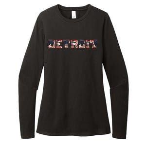 Detroit USA FLAG Grunge Womens CVC Long Sleeve Shirt