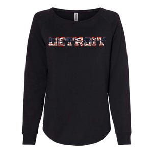 Detroit USA FLAG Grunge Womens California Wash Sweatshirt