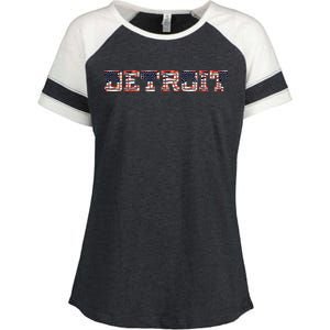 Detroit USA FLAG Grunge Enza Ladies Jersey Colorblock Tee