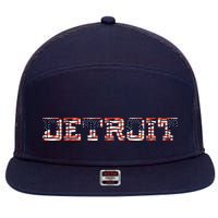Detroit USA FLAG Grunge 7 Panel Mesh Trucker Snapback Hat