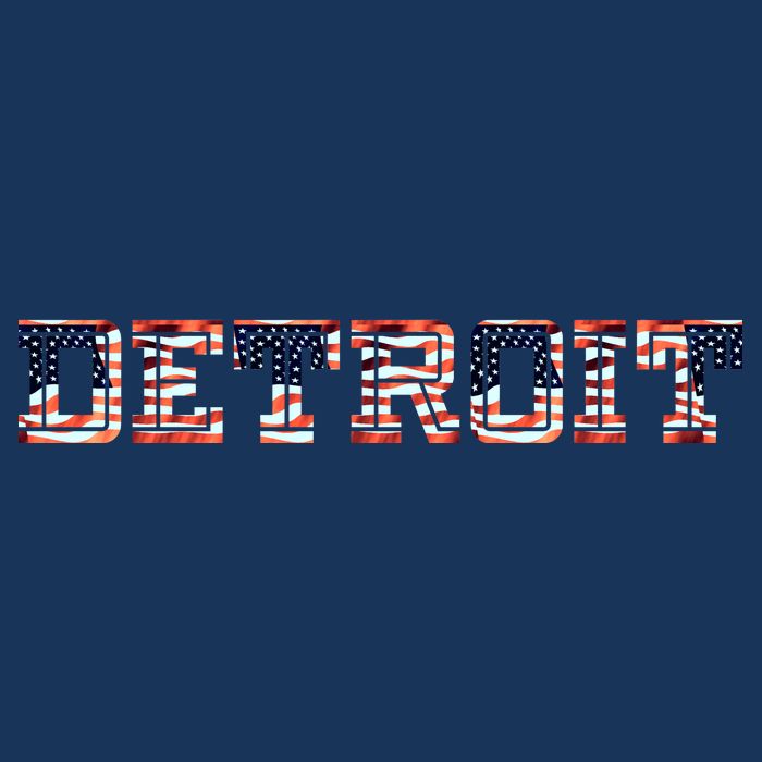 Detroit USA FLAG Grunge 7 Panel Mesh Trucker Snapback Hat