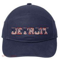 Detroit USA FLAG Grunge 7-Panel Snapback Hat