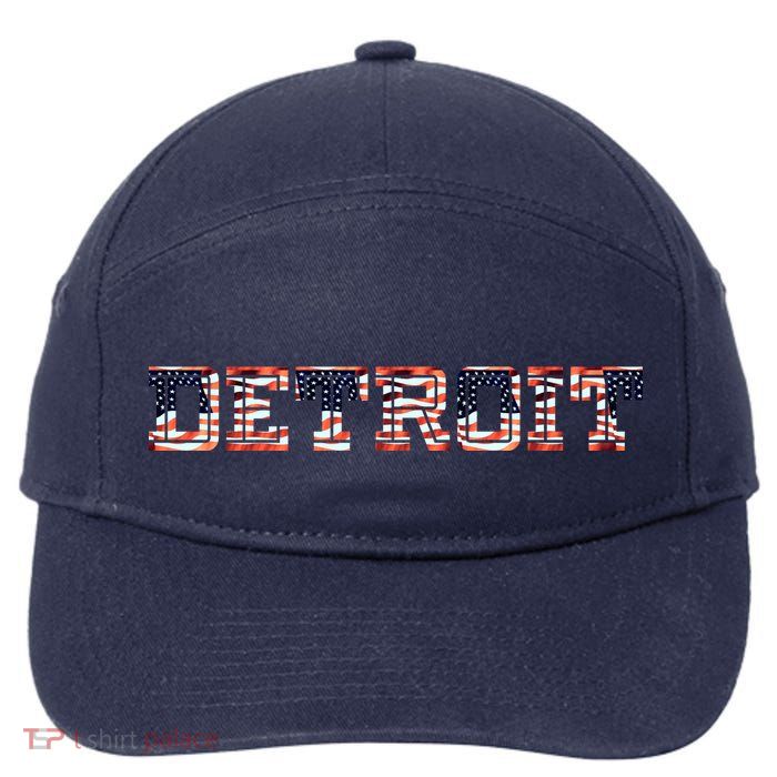 Detroit USA FLAG Grunge 7-Panel Snapback Hat