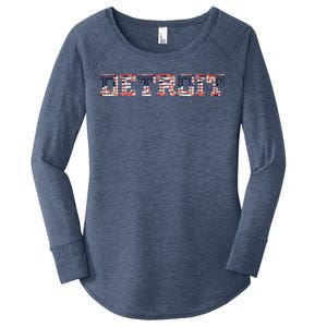 Detroit USA FLAG Grunge Women's Perfect Tri Tunic Long Sleeve Shirt