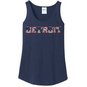 Detroit USA FLAG Grunge Ladies Essential Tank