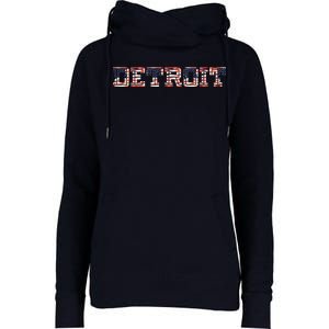 Detroit USA FLAG Grunge Womens Funnel Neck Pullover Hood