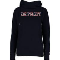 Detroit USA FLAG Grunge Womens Funnel Neck Pullover Hood