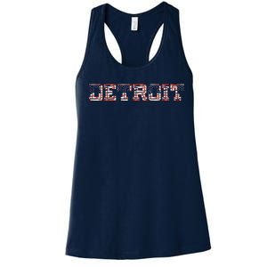 Detroit USA FLAG Grunge Women's Racerback Tank