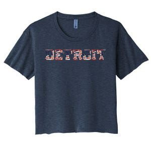 Detroit USA FLAG Grunge Women's Crop Top Tee