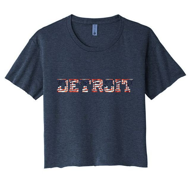 Detroit USA FLAG Grunge Crop Top
